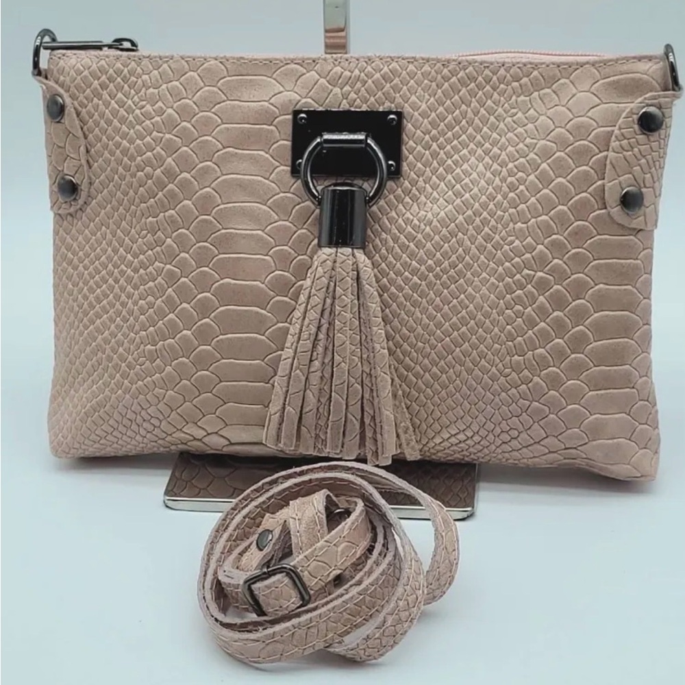 Women’s Textured Tassel Crossbody Bag - Beige